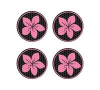 4pcs/Set High Intensity Reflective Flower Car Wheel Hub Center Decal Night Safety Warning Sticker Floral Decal for Car Bumper Window Car Hub Decor (Pink)