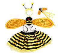 4Pcs/Set Kid Fairy Costume Set Ladybird Bee Glitter Cute Wing Striped Layered Tu Hair Styling Accessories For Women Velvet Scrunchies For Headband Pins Bands For Women's Clips Barrettes Ponytail