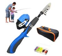 4Pcs/Set Kids Fishing Set Portable Telescopic Fishing Rod 6-Section Beginner Fishing Pole with Spinning Fishing Reel, Portable Bag, Tackle Box for Boys, Girls, Youth Gift (Blue), Kids Fishing Set