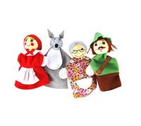4PCS/Set Little Red Riding Hood Christmas Animal Finger Puppet Toy Educational Toys Storytelling Doll Cartoon Finger Puppets for Kids Cute Velvet Soft Animal Finger Puppets Baby Story Time