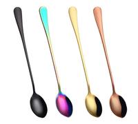 4PCS Set Long Handled Spoon, Ice Cream Spoons, Stainless Steel Material Long Teaspoons, Suitable for Coffee, Hot Drinks, Desserts, Ice Cream, etc