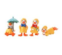 4PCS/Set Miniature Ducks in Yellow Raincoat Cartoon Duck Figurine Plastic Tiny Ducks Home Ornaments Little Ducks Mini for Children Gift Yard Decorations Mini Plastic Ducks Duck Figurine Tiny Ducks