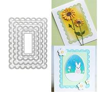 4pcs/Set Rectangle Frame Metal Die Cuts, Stitched Scalloped Rectangle Nesting Frame Tag Background Cutting Dies Cut Stencils for DIY Scrapbooking Album Decorative Embossing Paper Dies Card Making