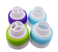 4Pcs/Set Russian Icing Large Piping Nozzles Coupler for Base 1.46 inch (3.7cm) Russian Nozzles Work Pastry Disposible Bag and Silicone Pastry Bag Quickly & Easily Attach and Swap