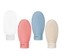 4Pcs/Set Travel Botttle Set 2oz Travel Size Containers, Leak Proof Refillable Liquid Silicone Squeezable Travel Accessories for Shampoo Conditioner