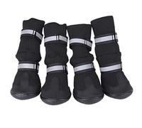 4pcs Set Water Proof Pet Dog Shoes, Anti Slip Protective Boots for Large Dogs, Reflective Design with Adjustable Closure, High Top Warm Dog Boots for Rain Snow Outdoor Walking (L)