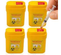 4PCS Sharps Bin Sharps Box for Needles, Container Trash Bin with Safe Lock, Mini Sharps Travel Sharps Portable Small Sharps Bin for Travel, Work, Home