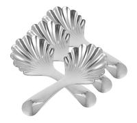 4pcs Shell Shaped Stainless Steel Dessert Spoon 10x4x1cm | Food Grade 304 Steel, Polished Handle, Rust Resistant, Smooth Seamless Design for Home Cooks and Coffee Lovers