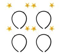 4pcs Shiny Star Headband with Flexible Antenna for Party Events | Yellow Cloth and Metal Build, Adjustable Fit, Shiny Iridescent Finish, Festive Christmas and Martian Costumes