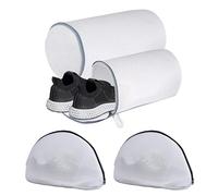 4pcs Shoe Washing Machine Bag, Trainer Washing Machine Bag, Mesh Shoes Laundry Bag with Zip Closure Multi Protection Wash Laundry Net for Sneakers Running Shoes Sock Bras(White)