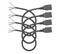 4Pcs Short USB A Female to 4 Pin Bare Wire 11inch, 22AWG 5V/3A USB A Female Plug 4 Pin Pigtail Wire Open End Power and Data Cable, for USB Type A Equipment Installed or Replacement Repair DIY Cable