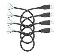 4Pcs Short USB A Male to 4 Pin Bare Wire 11inch, 22AWG 5V/3A USB A Male Plug 4 Pin Pigtail Wire Open End Power and Data Cable, for USB Type A Equipment Installed or Replacement Repair DIY Cable