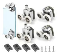 4PCS Shower Door Rollers Replacement Set, 23mm Bathroom Door Wheels Kitchen Runners Roller Bearing Reinforced Shower Hardware Waterproof Durable and Silence for Curved Sliding Shower Doors