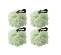 4Pcs Shower Puff Bath Sponges, Large Soft Mesh Poufs, Exfoliating Body Wash Ball with Long Strap for Adults, Men, Women, (Green)