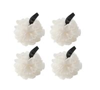 4Pcs Shower Puff Bath Sponges, Large Soft Mesh Poufs, Exfoliating Body Wash Ball with Long Strap for Adults, Men, Women, (Beige)