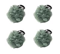 4Pcs Shower Puff Bath Sponges, Large Soft Mesh Poufs, Exfoliating Body Wash Ball with Long Strap for Adults, Men, Women, (Dark Green)