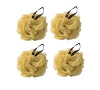 4Pcs Shower Puff Bath Sponges, Large Soft Mesh Poufs, Exfoliating Body Wash Ball with Long Strap for Adults, Men, Women, (Yellow)
