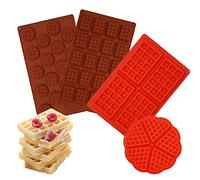 4PCS Silicon Waffle Moulds and Muffin Tray, LIUCONGBD Non-Stick Silicone Waffle Mold, Rectangle Round Mini Heart Pancakes Baking Mould Tools for DIY Chocolate Cookie Breakfast Cupcakes Bakeware