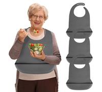 4Pcs Silicone Adult Bibs with Crumb Catcher, Adjustable Bibs Washable Waterproof Clothing Protectors Food Catcher for Adult, Elderly and Disabled, Easy to Clean