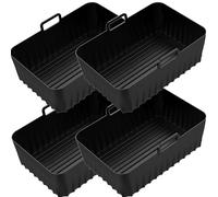 4Pcs Silicone Air Fryer Liners Silicone Pot for Ninja Foodi AF400UK AF451UK AF300UK 7.6L-9.5L Reusable Airfryer Accessories for Double Stack SL400UK Tower T17088 Oil-proof Food Grade Parchment (03)