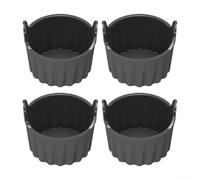 4pcs Silicone Baking Ramekins Set for Air Fryer Use with Lift Handles Nonstick Cups for Baking For Eggs Muffins Cupcakes Puddings and Custards (Gray)