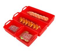 4PCS Silicone Baking Sheet Pan Dividers Non-slip Silicone Oven Trays Heat-Resistant Baking Pan with Handles Reusable Bakeware Cooking Trays Divider for Meal Prep Oven Air Fryer Microwave Safe(Red)