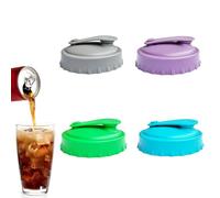 4Pcs Silicone Beverage Can Lids for Tizzy Drinks, Reusable Can Covers for Tins, Anti Spike Drink Covers For Outdoor, Leak-Proof Can Straw Lid for Soda, Beer, Energy Drinks, Fits Standard Size Cans