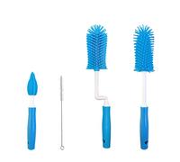 4Pcs Silicone Bottle Cleaning Brushes, Pacifier and Baby Bottles Brush, 360 ° Rotating Bottle Brush, Anti Scratch Bottle Straw Cleaner Brushs for Cleaning Bottle Cup and Glassware (Blue)