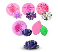 4pcs Silicone Candle Molds - 1pc Leaf, 3D Flower & Plumeria Cake Molds - Suitable for DIY Candle Crafts, Chocolate & Cake Decoration