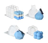 4Pcs Silicone Candle Mould Durable DIY Scented Candle Mould Funny Bubble Candle Moulds Crafting Cube Ball Bubble Mould for Craft Ornaments