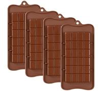 4Pcs Silicone Chocolate Bar Mould, Brown Candy Molds, Break-Apart Chocolate Moulds, Non-Stick Reusable DIY Baking Molds