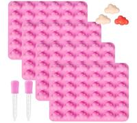 4PCS Silicone Cloud Mould, 36-Cavity Cloud Fondant Chocolate Moulds with 2 Droppers, Chocolate Baking Molds, 3D Candles Dessert Molds for Making Soap, Muffin, Pudding