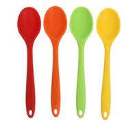 4pcs Silicone Cooking Spoon with Ergonomic Handle for Salad and Soup | Smooth Edges, Hanging Hole, Simple Stylish Look, Comfortable Grip for Pans, , Dining Table Random Color