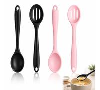 4PCS Silicone Cooking Spoons, Kitchen Spoon and Slotted Spoon, Nonstick Large Serving Spoons, Heat Resistant Durable Cooking Spoon Mixing Spoon for Stirring, Scooping, Mixing and Serving