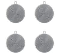 4PCS Silicone Dish Scrubber, Multipurpose Round Silicone Sponges Reusable Dish Brush Cleaning Products for Kitchen Dish Dishes Fruits Vegetables (Gray)