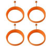 4PCS Silicone Egg Rings, Non Stick Fried Egg Rings Cooking Rings Pancake Mould with Handle for Cooking Eggs, Pancakes, Crumpets, Muffins (Orange)