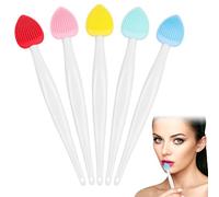 4Pcs Silicone Exfoliating Lip Brush Double-Sided Lip Scrub Brushes Silicone Heart Lip Brush Scrubber Tool Gentle Facial Cleaning Remove Dead Skin Tool Mini Applicator for Smooth Soft Bright Men Women