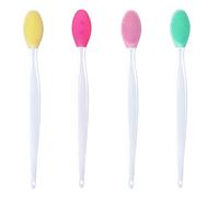 4Pcs Silicone Exfoliating Lip Brush, Double-sided Soft Lip Scrub Brush, Lip Scrubber Tool Smoother and Fuller, for Dark and Chap Lips