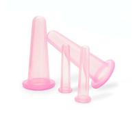 4PCS Silicone Facial Cupping Set - Pink Vacuum Massage Cups for Face, Neck, and Eye Care - Anti-Cellulite and Facial Massager Health Care Kit