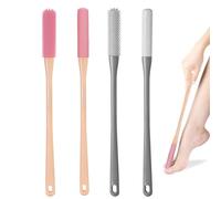 4PCS Silicone Foot Cleaning Brush Set, Long Handle Toe Cleaning Brush Toe Gap Cleaning Foot Scrubber Cleaner with Two Sizes of Brush Heads Grey and Pink Sets for Elderly and Limited Mobility