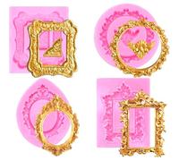4Pcs Silicone Frame Mold Set for Resin, Clay & Polymer Clay, Mini Candy Chocolate Shapes, Photo Frame Tray for Crafts, Cake Decorating & DIY Projects