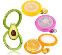 4pcs Silicone Fruit Storage Box, Fruit Saver Containers, Reusable Leak-Proof Space-Saving Fruits and Vegetable Storage Containers for Avocado Onion Lemons Garlic tomatoes 12.5cm