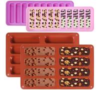 4PCS Silicone Granola Bars Mould, Chocolate Bar Moulds, 8 and 10 Cavity, Silicone Cake Moulds for Baking, Anti-Stick, Easy Demoulding,for Baking Bread Brownie Cheesecake Butter Soap