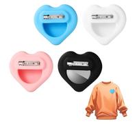 4pcs Silicone Holder for Airtag, 1.77x1.61in Heart-Shape GPS Tracker Cases for Kids with Safety Pin Hidden Inside Clothes Backpack Shoe for Children Elder People(Black, Blue, Pink, White)