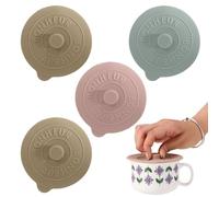 4Pcs Silicone Lids - Silicone Vacuum Seal Lids - Universal Drink Cup Covers - Reusable Anti Dust Teacup Lid - Suitable for Home and Outdoor Coffee Mugs, Wine Glasses, Tea Cups