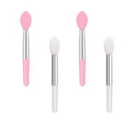 4Pcs Silicone Lip Brush Reusable Mini Lip Balm Applicators Portable Lipstick Brushes Beauty Tool Kits for Lipsticks Eyeshadow(White+Pink)