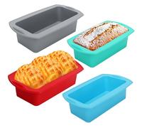 4PCS Silicone Loaf Tins Temperature Resistant & Non Stick Silicone Bread Tin for Oven Non Deforming Bread Baking Tin for Cakes, Breads or Loaves 28 x 14.5x7 CM Red Grey Green Blue