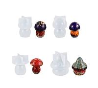 4Pcs Silicone Molds for Mushroom Ornaments Cute Resin Epoxy Keychain Charm House Orament Craft Silicone for Resin