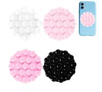 4Pcs Silicone Phone Sticky Grip,Round Suction Case Mount for All Phone,Hands-Free Strong Grip Holder for Selfies and Videos (black white)