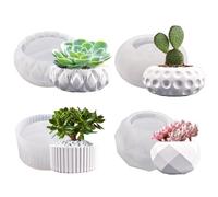 4PCS Silicone Planter Mold, Non-Stick Concrete Planter Molds 4 Shape Flexible Flower Pot Mould for Small Potted Plants